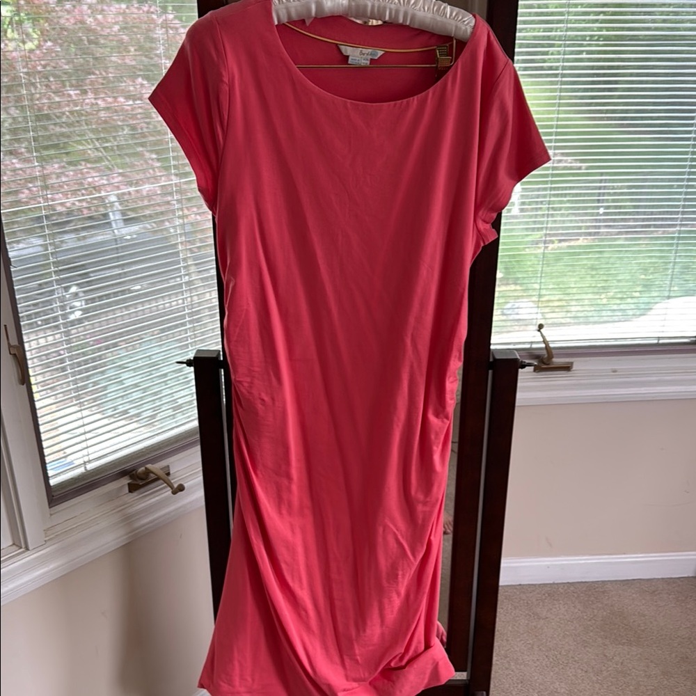 Boden Pink Ruched Midi Dress